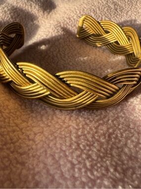 Braided Metal Cuff Bracelet - Gold Tone Women’s Jewelry